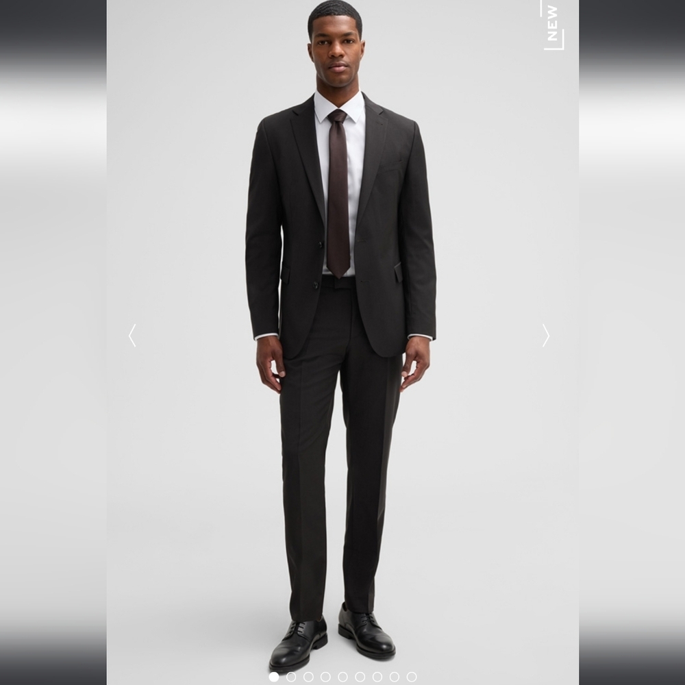 Strellson Virgin Wool Mens Charcoal Suit Size 48 Like New